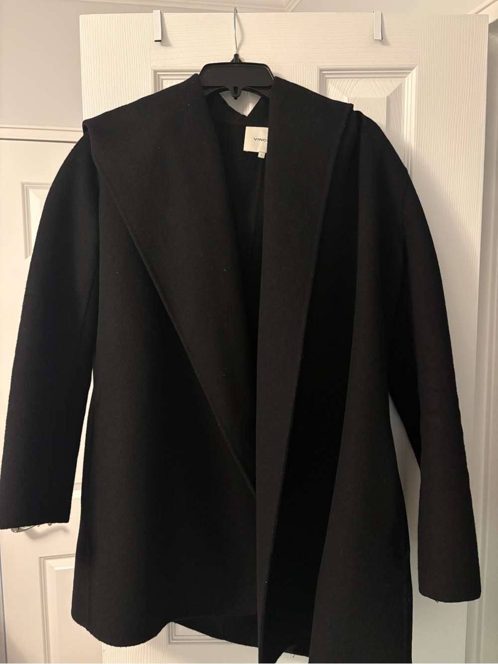 Vince Black Wool Open-Front Trench Coat
